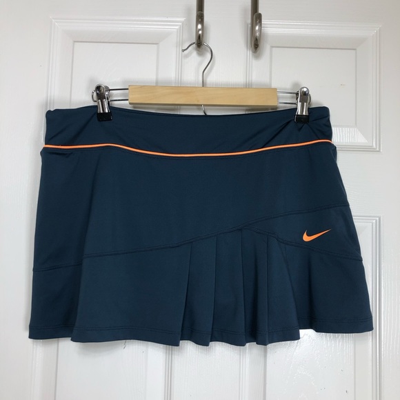 Nike Dri Fit Stretchy Blue Gray Orange Waist Band Pleated Tennis Golf Skort XL - Picture 2 of 15